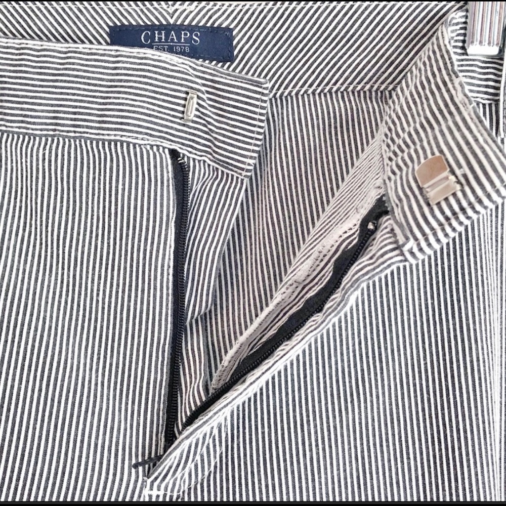 Chaps White & Gray Striped Cotton Pants Size 16W